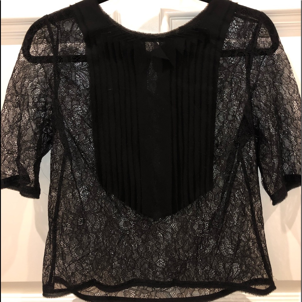 Giorgio Armani See Through Black Shirt w/Ruffles